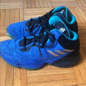 Adidas Blue and Black High-Top Sneakers Youth Size 6.5